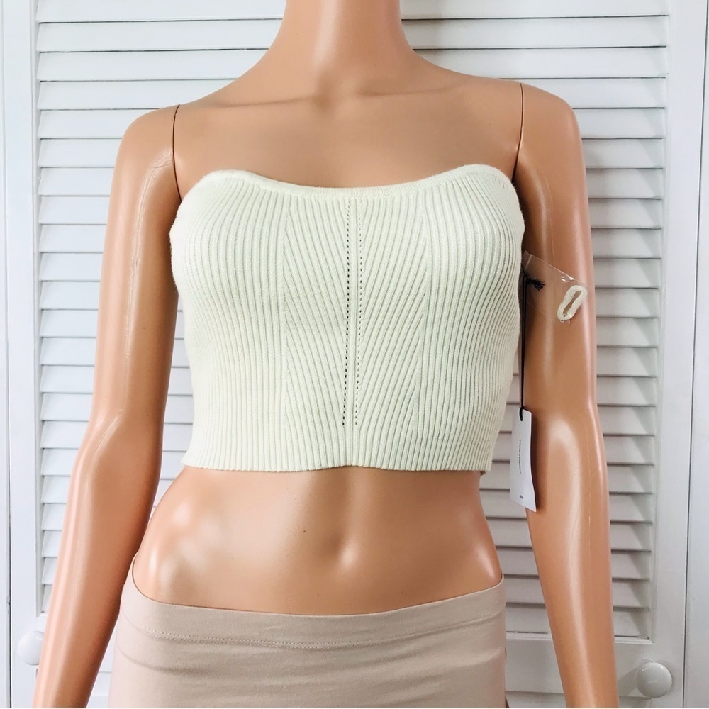 Price firm LPA Beige Knit Sweetheart Strapless Crop Top Size Large